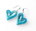 1358-23 Blue Heart Resin Earrings