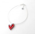 1406-13 Red Heart Resin Necklace